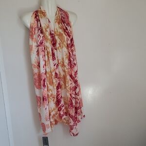 Floral Print Scarf in Red and Yellow